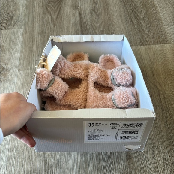 Birkenstock Papillio Women's Teddy Crystal Rose Shearling Slide Sandals Size 39 - Picture 11 of 11